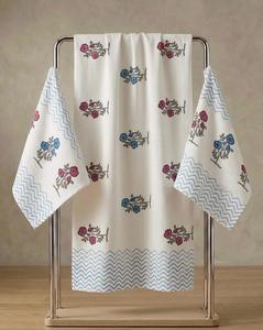 Juego de Toallas de Baño de Algodón Estampado con Diseño Floral, Suave, Absorbente y de Secado Rápido para Hogar, Hotel y Spa - Product Image 1