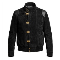 Blouson Bomber matelassé en daim de mouton véritable pour homme, coupe-vent, avec panneaux aux épaules, style motard, personnalisable, haute qualité, collection printemps