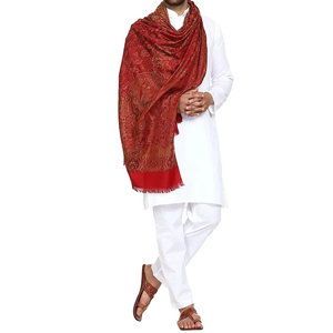 Châle Rouge Uni en Soie 100% de Haute Qualité pour Hommes, Vente en Gros, Design Personnalisé avec Logo, Tricoté, Idéal pour la Prière de l'Aïd et les Célébrations du Nikah - Product Image 2