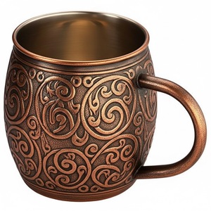 Taza de cobre puro con asa, estilo Moscow Mule, muy vendida, para bar en casa, tazas para cócteles, tazas con beneficios ayurvédicos para la salud. - Product Image 4