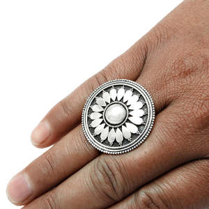 <b>Adjustable</b> <b>Ring</b> With Round Cut Design Made From Solid 925 Sterling <b>Silver</b> Handmade Bohemian Jewelry Flower Design Vintage <b>Ring</b> - Product Image 4