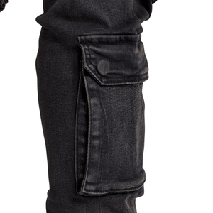 Pantalones Cargo Negros para Hombre, Vaqueros con Múltiples Bolsillos, Estilo Casual Urbano, Corte Ajustado, Pantalones Utilitarios Lavados, Estilo Workwear - Product Image 5