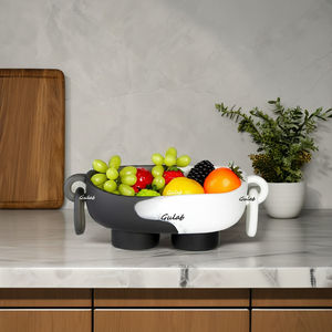 ชามผลไม้เรซินสีดำและสีขาวมีด้ามจับคู่ดีไซน์สำหรับตกแต่งบ้านห้องครัวและรับประทานอาหาร - Product Image 5