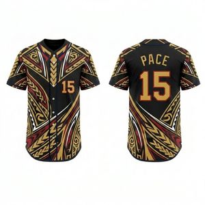 Custom Black Red Gold <b>Baseball</b> Jersey Men's Short Sleeve Sublimated Print Breathable Polyester allover printed <b>baseball</b> Jerseys - Product Image 1