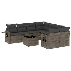 Ensemble de canapés de jardin gris avec coussins, résistant aux UV, en rotin PE, mobilier d'extérieur au design contemporain, imperméable, pour usage en extérieur - Product Image 2