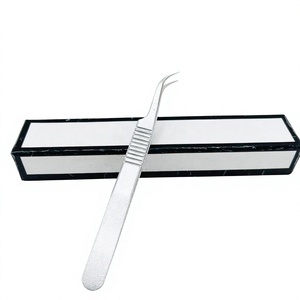 Pince à épiler pour extensions de cils Silver Shin Tip And Grip Water Sand et ensemble de pinces avec emballage personnalisé en boîte cartonnée - Product Image 4