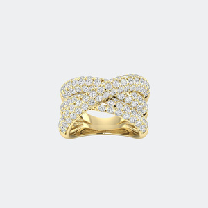 3.60CTW Round Brilliant-Cut Diamond Pavé-Set Wide Crossover <b>Statement</b> <b>Ring</b> - Product Image 4