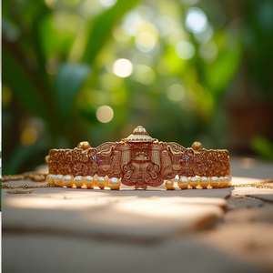 Fashion Body Chain with Nagas and Golden Pearls - Product Image 3