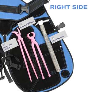 Kit professionnel de ferrage pour le retrait de fer à cheval et le travail des ongles avec tablier, marteau noir, outil de retrait rose, outil de dépose d'ongles et outil de pose de clous - Product Image 4