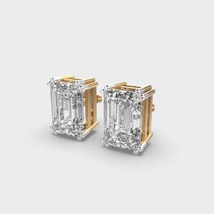 Luxury <b>Emerald</b> Cut Moissanite Earrings 925 Silver Hypoallergenic <b>Stud</b> Earrings - Product Image 1
