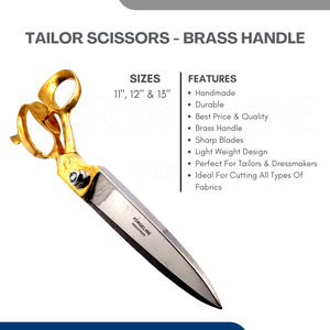 Tijeras de Sastre con Mango de Latón, Resistentes, para Cortar Tela, Hilo, Costura, Confección Textil y Uso Diario - Product Image 2