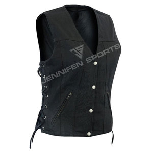 Gilet classique en toile 100% coton pour femme, durable, style motard, design de haute qualité, classique avec lacets latéraux - Product Image 2