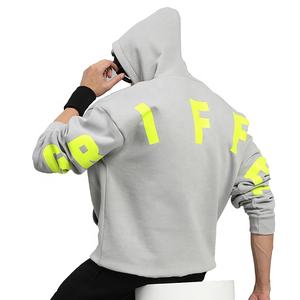 Sudadera con Capucha para Hombre, Personalizada, Color Gris Acero, Logotipo Frontal, Estampado Completo en la Espalda, Tejido de Felpa, 100% Algodón Ecológico, para Invierno - Product Image 1