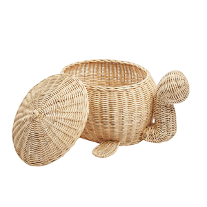 Panier de rangement en rotin tressé de qualité supérieure pour jouets, meuble de chambre d'enfant, boîte de rangement ronde tressée avec couvercle, vente en gros - Product Image 1