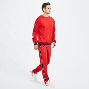 Chándales de lana de moda, traje de chándal de algodón con logotipo de impresión personalizada, 2 piezas, rojo, novedad, venta al por mayor - Product Image 2