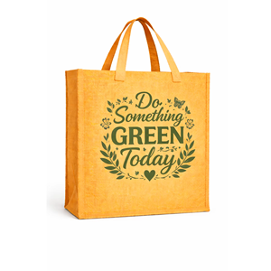 Sac fourre-tout en jute imprimé avec slogan écologique, réutilisable pour les courses, avec logo personnalisé et poignée supérieure, respectueux de l'environnement - Product Image 1