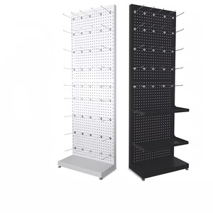 Multi Function Free Modular Floor Round Hole Metal Cell Phone Accessories Stand Pegboard <b>Display</b> Rack with <b>Hook</b> - Product Image 3