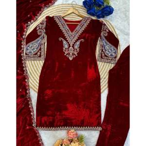 Ensemble de vêtements de fête pour femmes designer haut et bas Dupatta avec broderie - Product Image 2