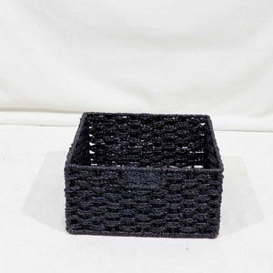 New Item <b>Black</b> Seagrass Woven Storage Basket Square <b>Shelf</b> Organizer Bin with Integrated Handles - Product Image 2