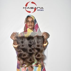 Cheveux humains indiens 13*4 Frontal Temple Bundles, traitement naturel, sans dentelle, pour perruques, tressage à la machine, double trame, Deep Wave - Product Image 1