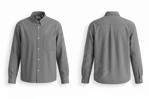 Nouvelle Collection 2026 – Chemise Habillée et Décontractée à Rayures, Boutonnée, Manches Longues en Coton, Coupe Slim avec Poche – Personnalisable - Product Image 2