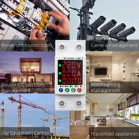 TPSON 63A Din Rail Power Energy Meter AC90-250V Meteran Listrik Pintar Tampilan Digital Monitor Amperemeter Voltmeter