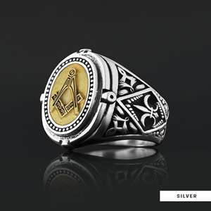 Bague Maçonnique BOJ 010 Personnalisée Unisexe, Bague Chevalière Maître Maçon du Texas, Style Hip Hop Argenté, Prix Bas - Product Image 5
