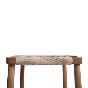 Elegante Taburete de Bar con Estructura de Madera de Teca Sólida para Interiores y Exteriores, Ideal para Cafés, Bares y Restaurantes Modernos - Product Image 6