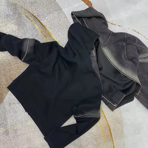 Sudadera con capucha para hombre, estilo nuevo, con cremallera, de algodón 100% de felpa francesa, de gran gramaje, con lavado ácido, estilo vintage desgastado, personalizada OEM - Product Image 6