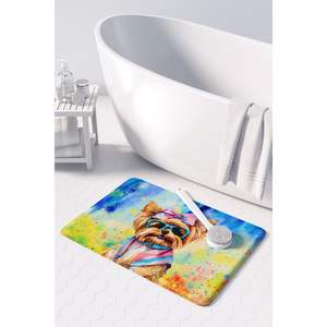 Yorkshire Terrier Hippie Dawg tapis de bain en mousse à mémoire lavable en Machine Anti-Fatigue tapis de cuisine coussin de confort pour bain cuisine - Product Image 3