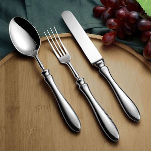Juego de cubiertos de lujo de acero inoxidable plateado y dorado con mango de plástico de trigo para fiestas, cuchara, tenedor y cuchillo, suministro de fábrica - Product Image 3