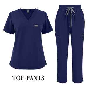 Nouvelle Arrivée 2026 – Tenue Médicale Unisexe NIAAHINN Rouge Vin – Blouse Col V Manches Courtes et Pantalon Droit Extensible – Ensemble Infirmier - Product Image 5