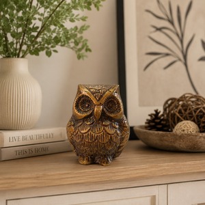 SHUBHAM Durable Gold Plated Brass <b>Owl</b> Figurine Handmade Animal Bobble <b>Ornament</b> Decorative Sculpture for Home Office Decor - Product Image 3