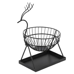 Cesta de Almacenamiento de Frutas de Alambre Metálico con Forma de Animal, Recubierta de Negro, para Decoración del Hogar y la Cocina - Product Image 4