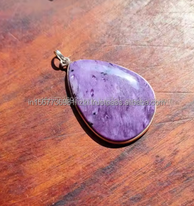Charoite púrpura 925 colgante de cristal Real de plata esterlina ~ colgante bohemio en forma de pera ~ joyería Bohemia hecha a mano ~ regalo para Halloween - Product Image 1