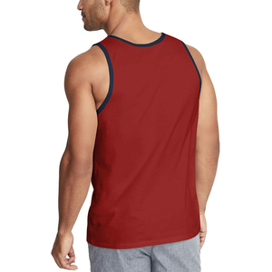 Camiseta sin Mangas de Algodón Rojo Sólido para Hombre, Transpirable, Tejida, Cuello Redondo, Estilo Casual - Product Image 2