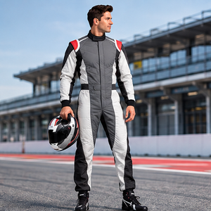 Men's Full Sleeve Motorcycle Racing Suit Gray White Red Blocked Polyester/Nylon Quick Dry <b>Waterproof</b> Breathable <b>All</b> Seasons - Product Image 6