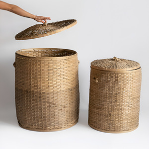 Cesta de bambú natural hecha a mano de primera calidad para ropa sucia, cesto de almacenamiento ecológico. - Product Image 1