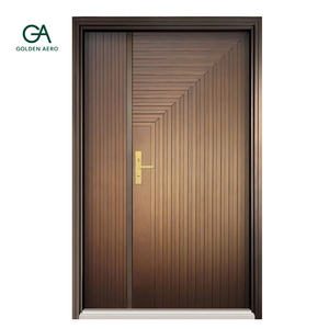 Panel Lateral para Puerta Exterior de Madera Sólida GA-35L, Diseño Contemporáneo con Ranuras, para Villa, Tamaño Personalizado Directo de Fábrica - Product Image 1