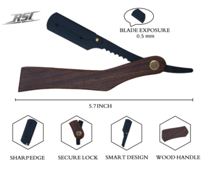 Navaja de Afeitar Desechable para Hombre, de Alta Calidad, con Hoja de Acero Inoxidable y Mango de Madera, para Afeitar la Cara - Product Image 6