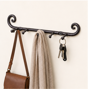 Handcrafted Wrought Iron 5 Hook <b>Key</b> Holder For Wall Rustic Farmhouse Decorative <b>Key</b> Rack And Entryway <b>Hanger</b> For Home Office - Product Image 2