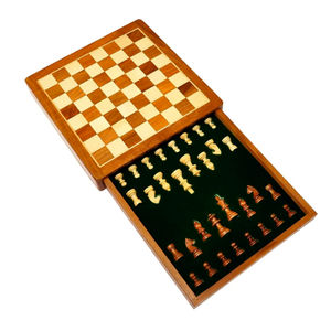 Juego de Ajedrez de Madera Maciza Hecho a Mano, Juego de Mesa Profesional Vintage con Cajón de Almacenamiento Acolchado, Juego de Ajedrez de Madera de Alta Calidad - Product Image 6