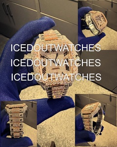 Montre Moissanite à cadran carré, entièrement sertie de pierres, pour homme, bijoux hip-hop, élégante, automatique, en acier inoxydable - Product Image 1