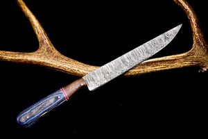 Cuchillo de caza hecho a mano de acero de Damasco, hoja de punta caída, mango de madera, 12 pulgadas, filo biselado afilado, cuchillo de caza para uso en exteriores. - Product Image 4