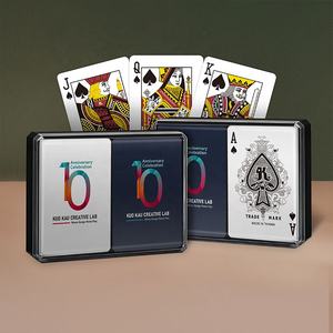 Cartes à jouer personnalisées - Marque 310gsm Papier finition lisse D303 Taille poker Double jeu Boîte en plastique Anniversaire familial Anniversaire d'entreprise - Product Image 5