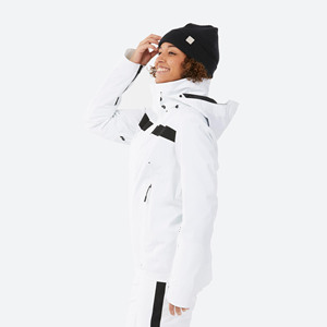 Veste de ski blanche à capuche pour filles, imperméable 10000 mm, en polyester, fermeture éclair, style sportif, vêtements d'extérieur, rembourrage en coton PP synthétique - Product Image 4