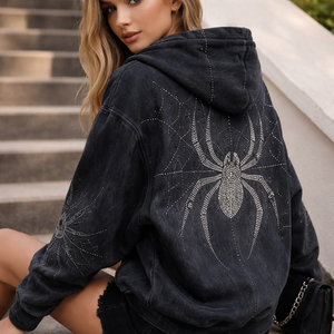 Wholesale Custom Premium Winter Autumn Printed <b>Sequined</b> Spider Hoodie with Rhinestones-OEM Supplier for Womens Fashion - Product Image 6