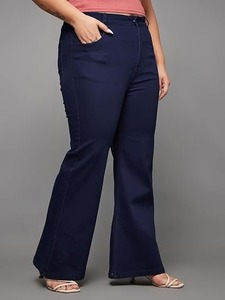 Women's Denim Jeans-Daily Wear Casual College Style <b>Boot</b> Cut Mid Waist Vintage Fashion - Product Image 3