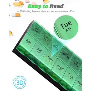 Organizzatore di Pillole Settimanale XL Extra Large per 7 Giorni, Contenitore per Medicinali AM PM, Custodia per Pillole Jumbo - Product Image 3