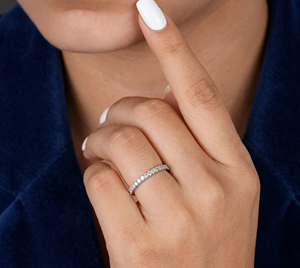 14K Gold Women's Minimalist Eternity Lab Grown Diamond <b>Ring</b> Brilliant 0.18CT Stackable Band Rhodium Plated 2.50g VVS1-VVS2 - Product Image 6